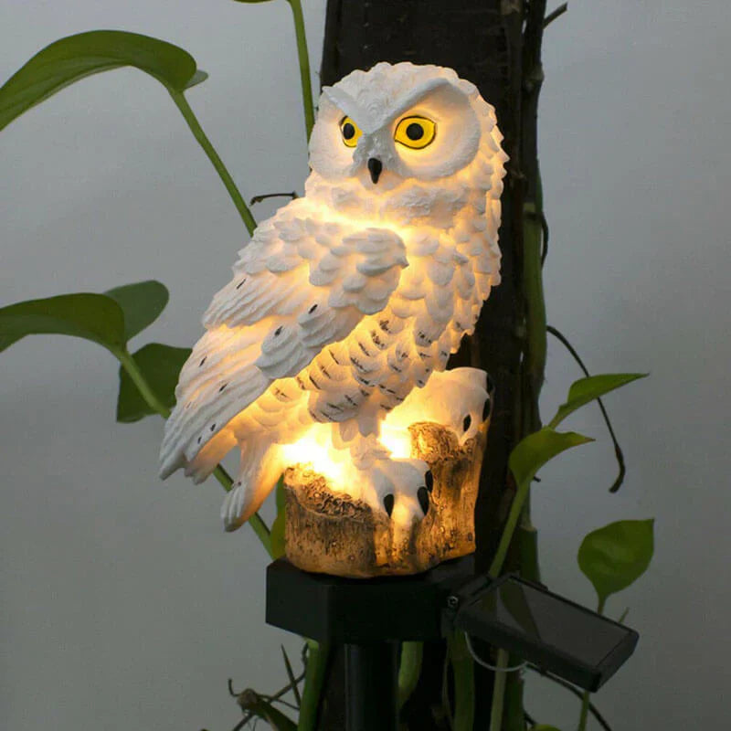 OwlGlow Owl Garden Lamp on Solar Energy - Atmospheric Outdoor Lighting