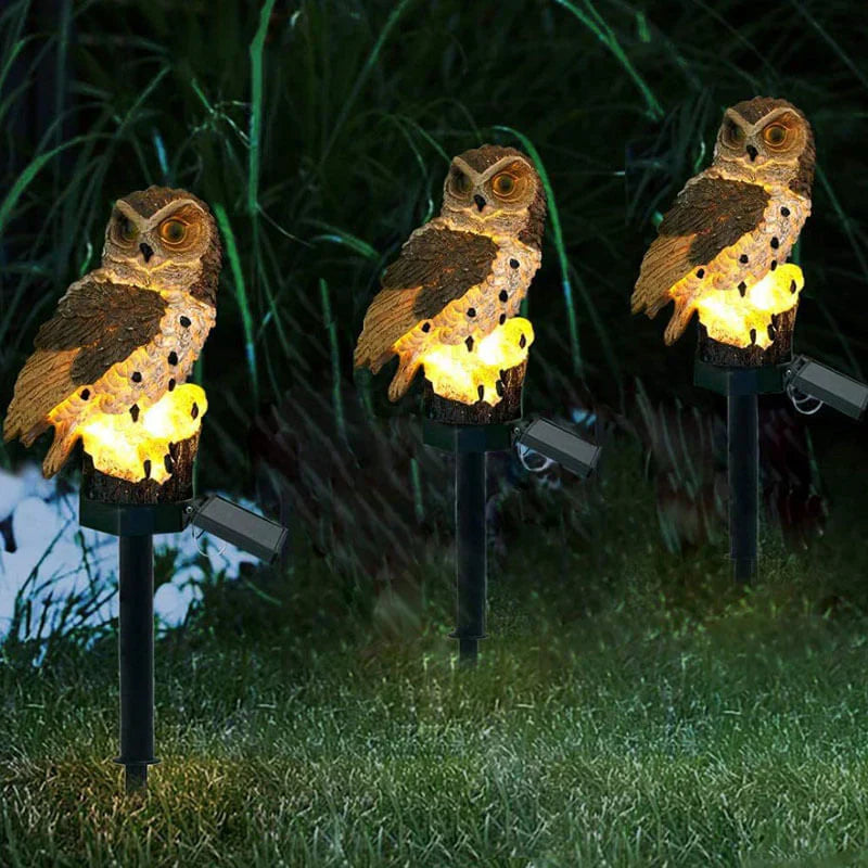 OwlGlow Owl Garden Lamp on Solar Energy - Atmospheric Outdoor Lighting