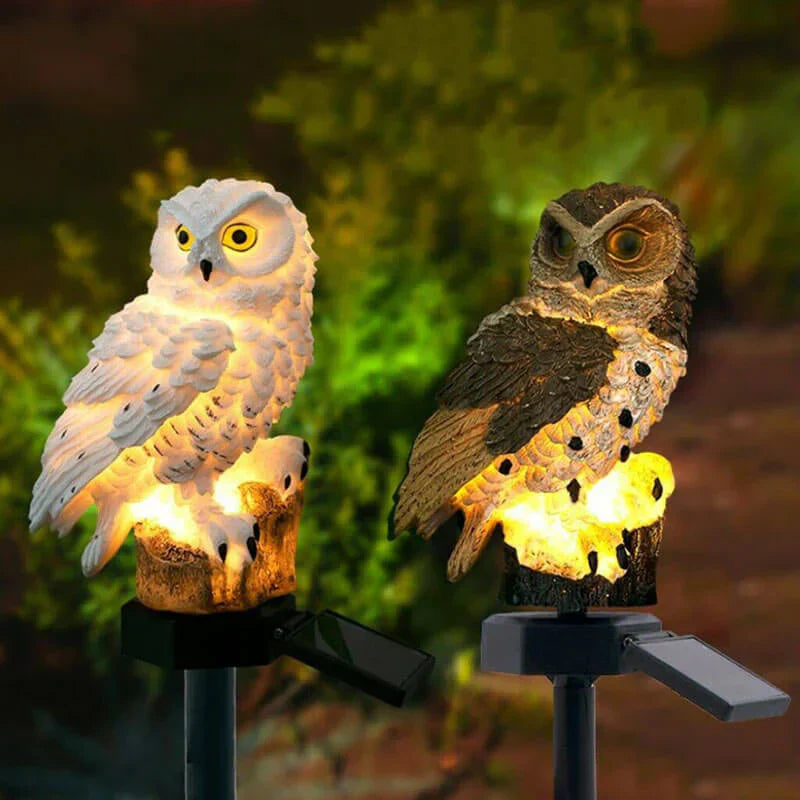 OwlGlow Owl Garden Lamp on Solar Energy - Atmospheric Outdoor Lighting
