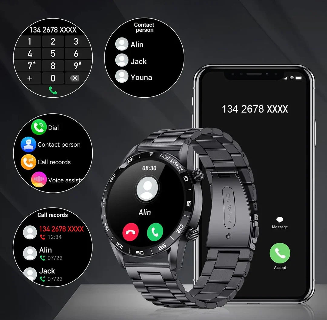 Luxury Men's Smartwatch | Multisport Mode | Health Monitoring