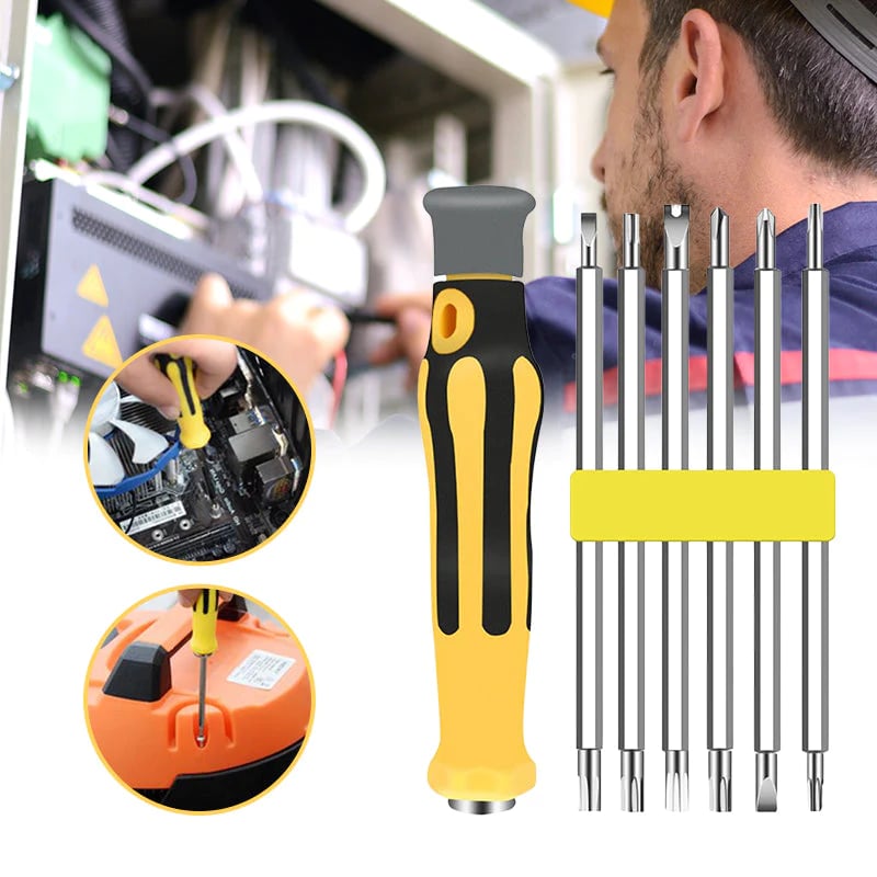 6-in-1 Schraubendrehersatz – Multifunktionales Set mit Magnetischen Bits