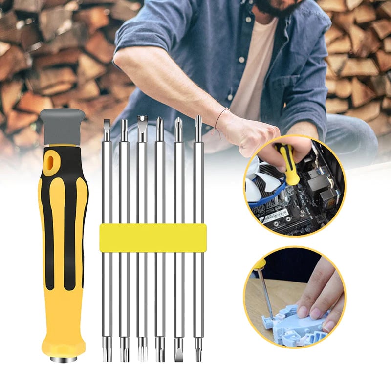 6-in-1 Schraubendrehersatz – Multifunktionales Set mit Magnetischen Bits
