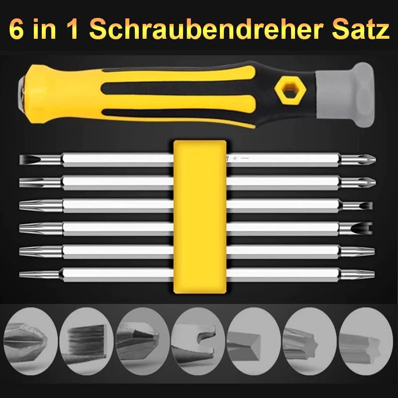 6-in-1 Schraubendrehersatz – Multifunktionales Set mit Magnetischen Bits