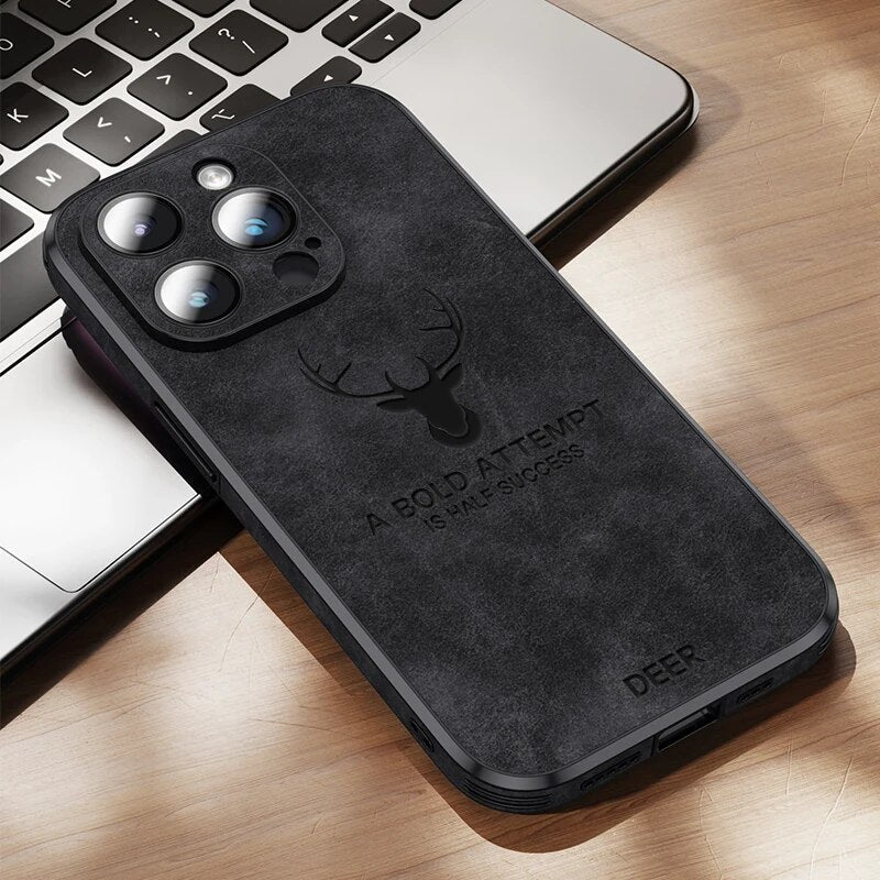 Deer – funda para iPhone de coiro auténtico e resistente a golpes – deseño elegante e delgado