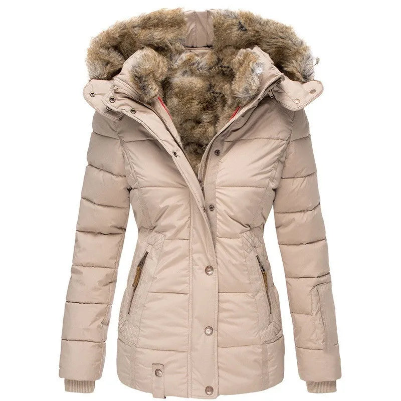 Damen Winterjacke – wattiertes Design mit Kapuze und weichem Kragenabschluss