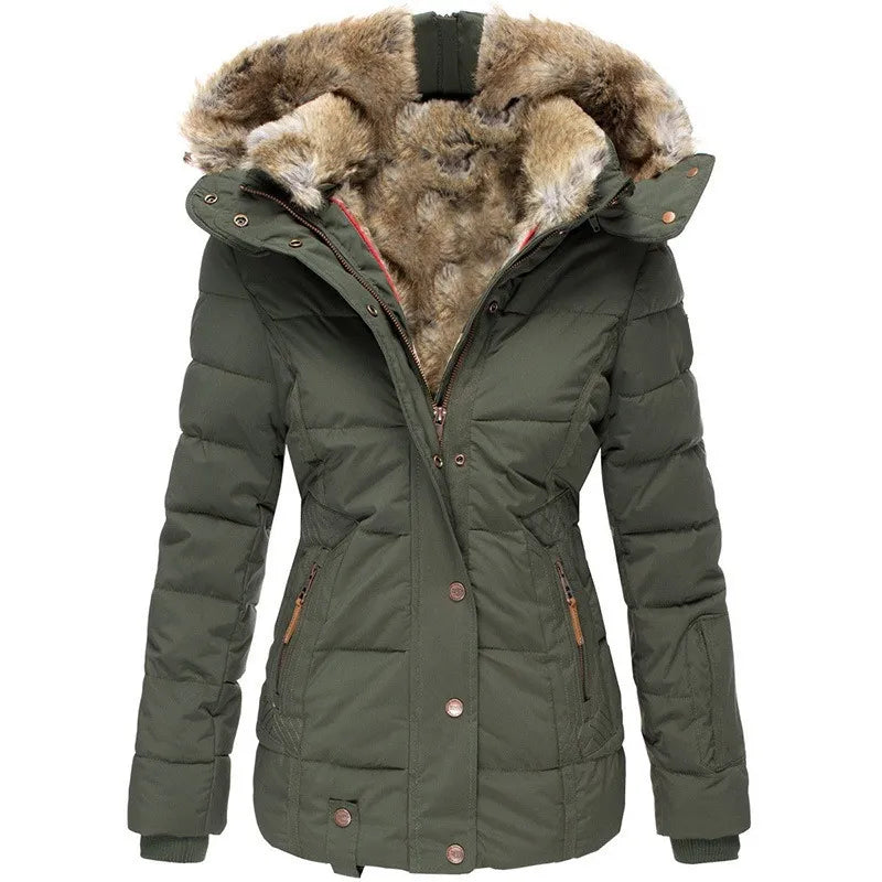 Damen Winterjacke – wattiertes Design mit Kapuze und weichem Kragenabschluss
