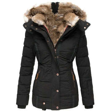 Damen Winterjacke – wattiertes Design mit Kapuze und weichem Kragenabschluss