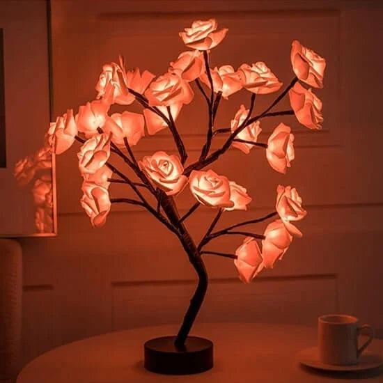 Bloemenlamp – decoratief boompje met verlichte rozen voor nachtkastje of kast