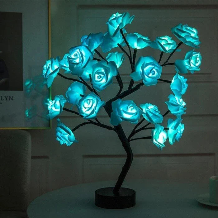 Bloemenlamp – decoratief boompje met verlichte rozen voor nachtkastje of kast