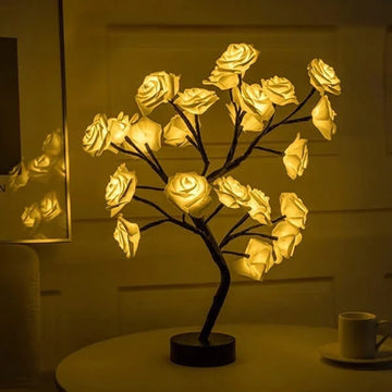 Bloemenlamp – decoratief boompje met verlichte rozen voor nachtkastje of kast