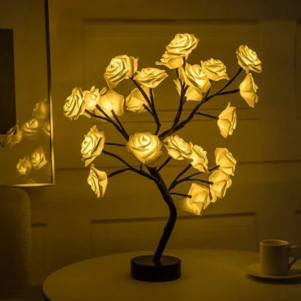 Bloemenlamp – decoratief boompje met verlichte rozen voor nachtkastje of kast