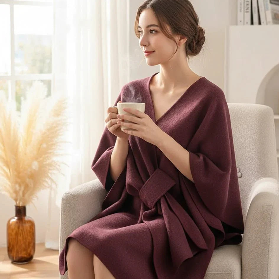 Dames Poncho Vest – Elegant Wikkelmodel, Zacht Draagcomfort & Soepele Valling