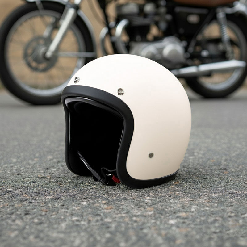 Motorhelm – Laag profiel vintage motorhelm met DOT-gecertificeerde glasvezelschaal