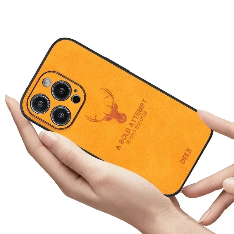 Deer – funda para iPhone de coiro auténtico e resistente a golpes – deseño elegante e delgado